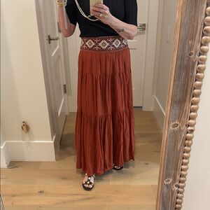 Bohemian Rust Maxi Skirt